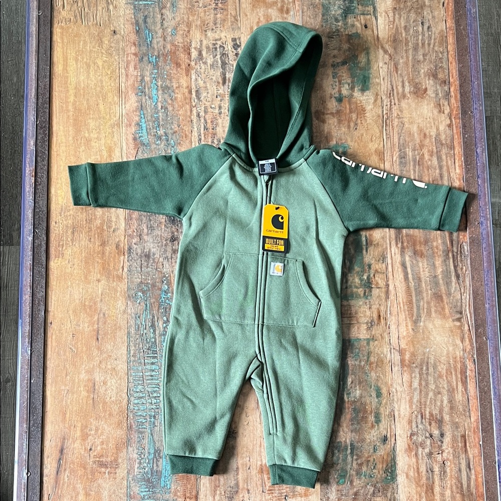 Carhartt Kids Forest Green Hooded Fleece One-Piece